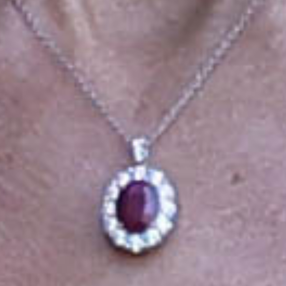 Close-up of Kate Middleton's ruby and diamond necklace