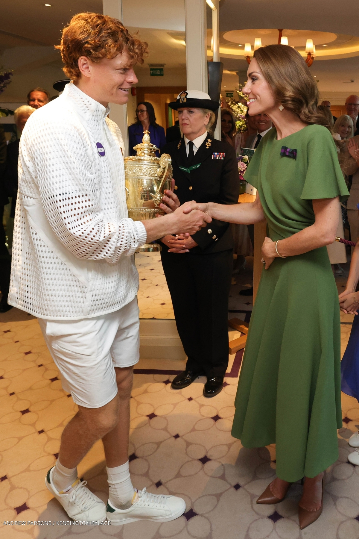 Kate Middleton speaking with Jannik Sinner after the Men's Singles Final