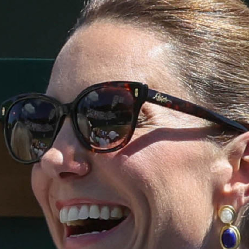 Kate Middleton wearing Ralph Lauren cat's-eye sunglasses in Black Havana at Wimbledon