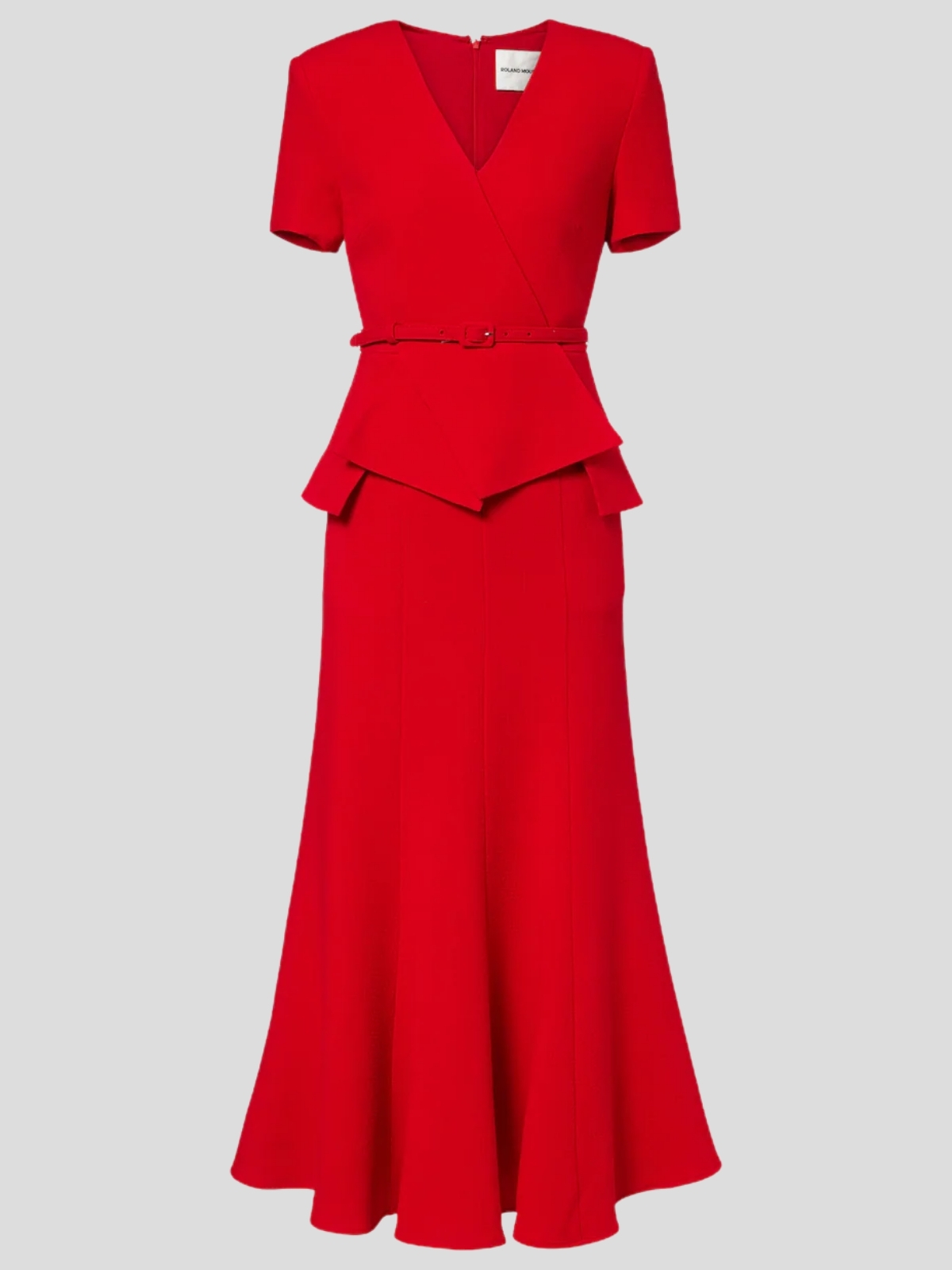 The Roland Mouret Wool Origami Peplum Drape Dress in red