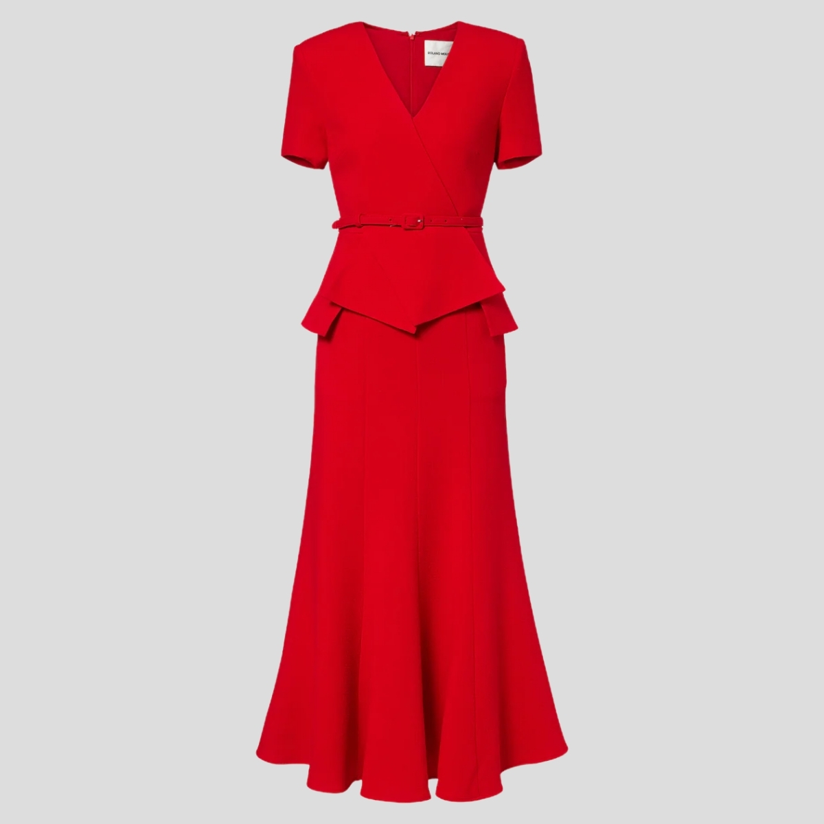 Roland Mouet Origami Peplum Dress in Red