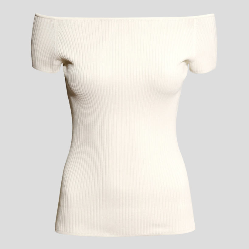 The H&M off-the-shoulder white knit top