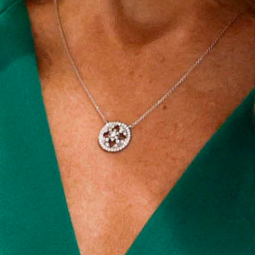 Kate Middleton wearing the Mappin & Webb 'Empress Mini' diamond pendant necklace
